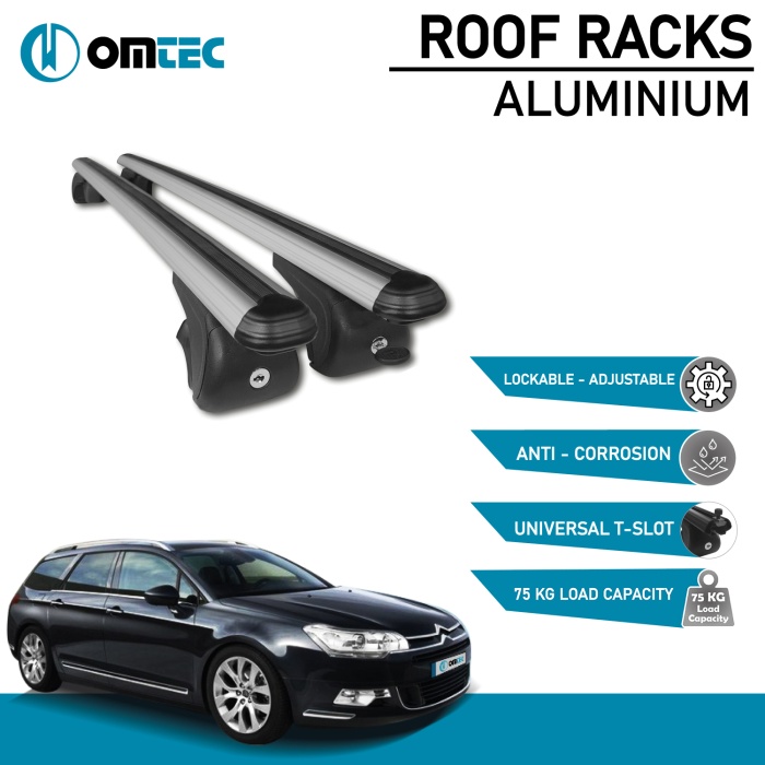 Bare Transversale Citroen C5 [2008-2017] Omtec Aluminiu - Argintiu - imagine 2