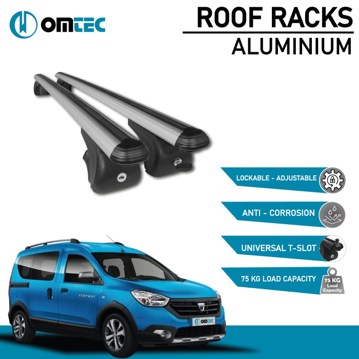 Bare Transversale Dacia Dokker Stepway [2012-2021] Omtec Aluminiu - Argintiu - imagine 2