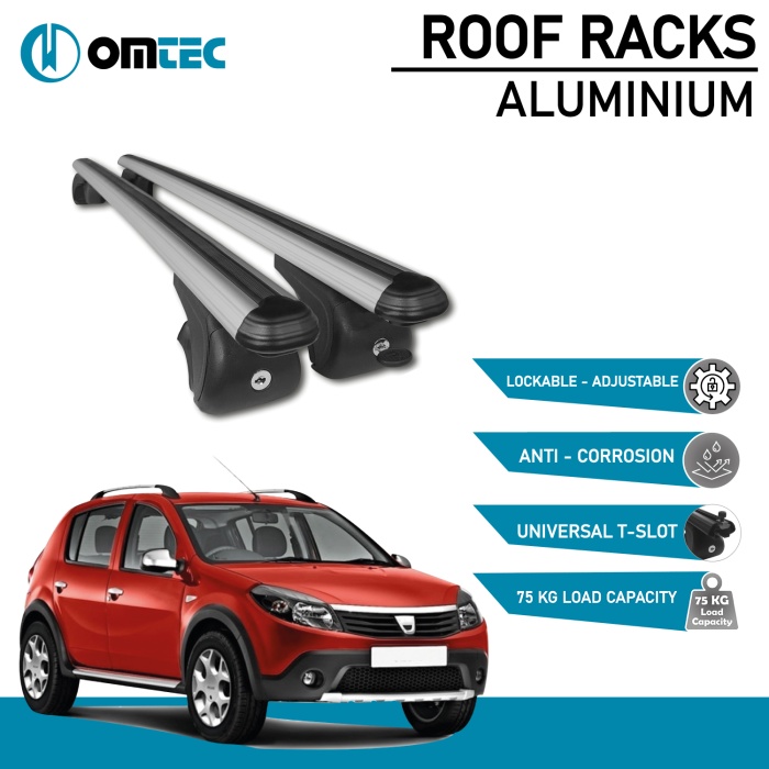 Bare Transversale Dacia Sandero Stepway [2008-2012] Omtec Aluminiu - Argintiu - imagine 2