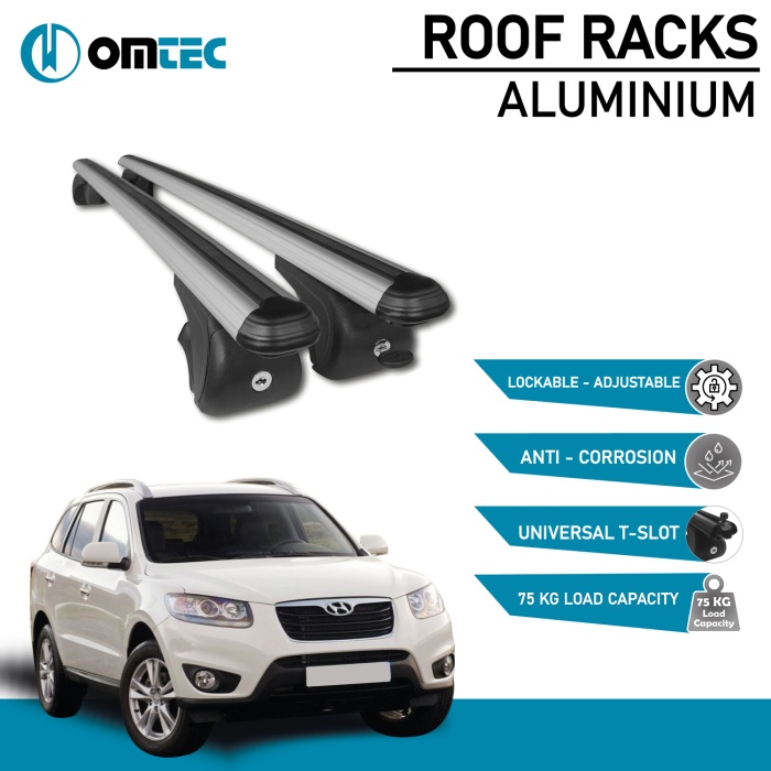 Bare Transversale Hyundai Santa Fe [2005-2012] Omtec Aluminiu - Argintiu - imagine 2
