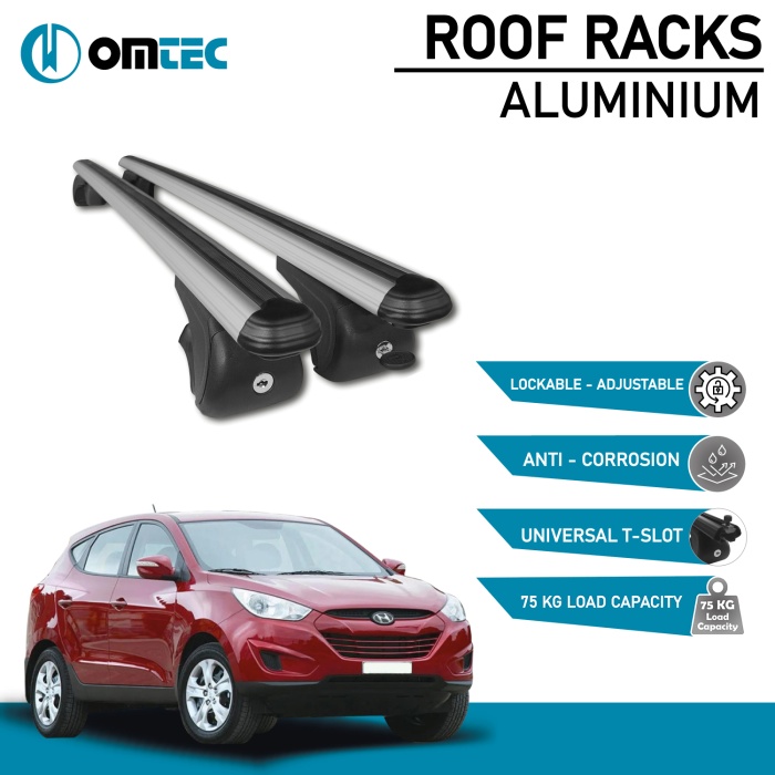 Bare Transversale Hyundai Ix35 [2010-2015] Omtec Aluminiu - Argintiu - imagine 2