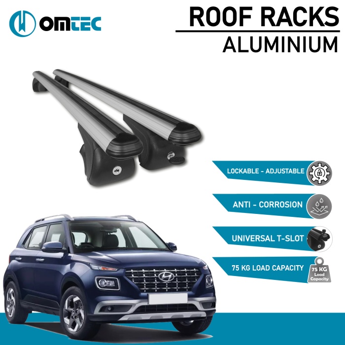 Bare Transversale Hyundai Venue [2019 ->] Omtec Aluminiu - Argintiu - imagine 2