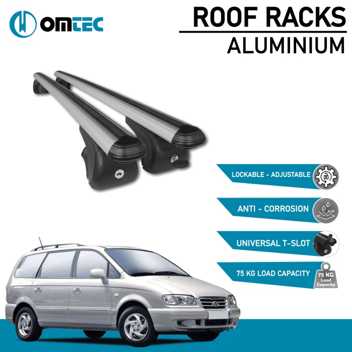 Bare Transversale Hyundai Trajet [2000-2008] Omtec Aluminiu - Argintiu - imagine 2