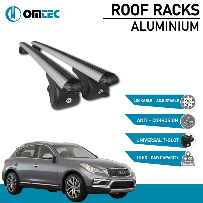 Bare Transversale Infiniti Qx50 [2014-2017] Omtec Aluminiu - Argintiu - imagine 2