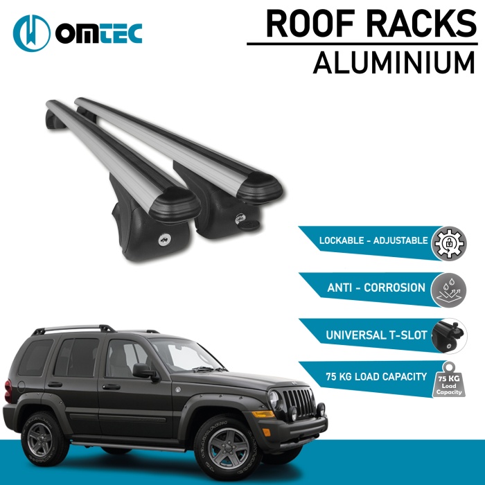 Bare Transversale Jeep Cherokee [2002-2007] Omtec Aluminiu - Argintiu - imagine 2