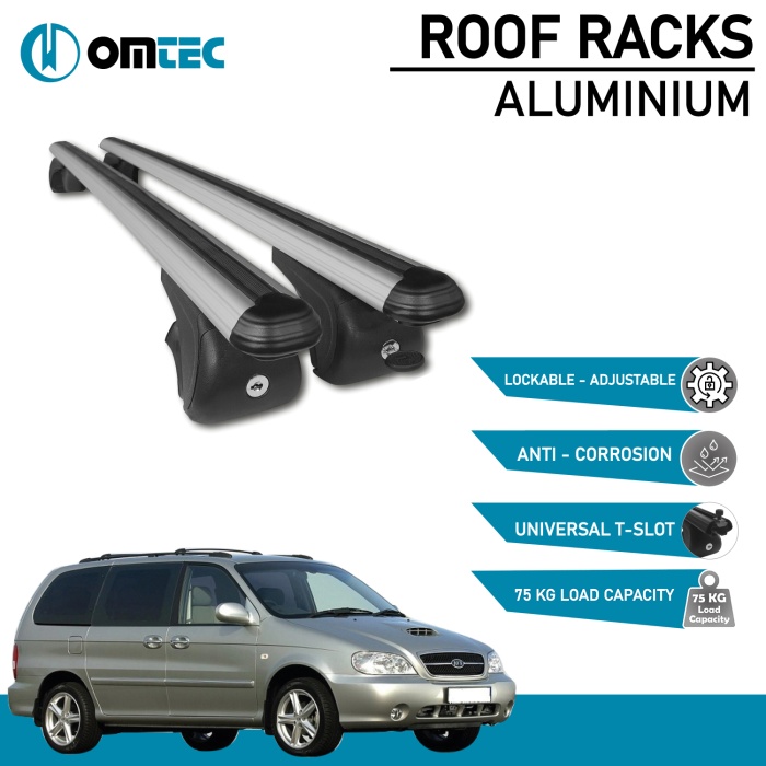 Bare Transversale Kia Carnival [1998-2005] Omtec Aluminiu - Argintiu - imagine 2