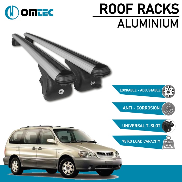 Bare Transversale Kia Sedona [1998-2005] Omtec Aluminiu - Argintiu - imagine 2