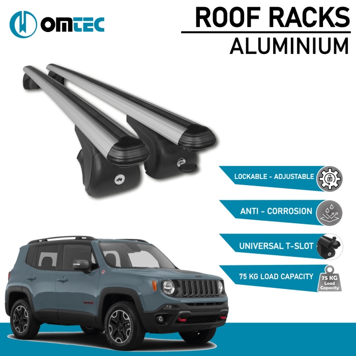 Bare Transversale Jeep Renegade [2015 ->] Omtec Aluminiu - Argintiu - imagine 2