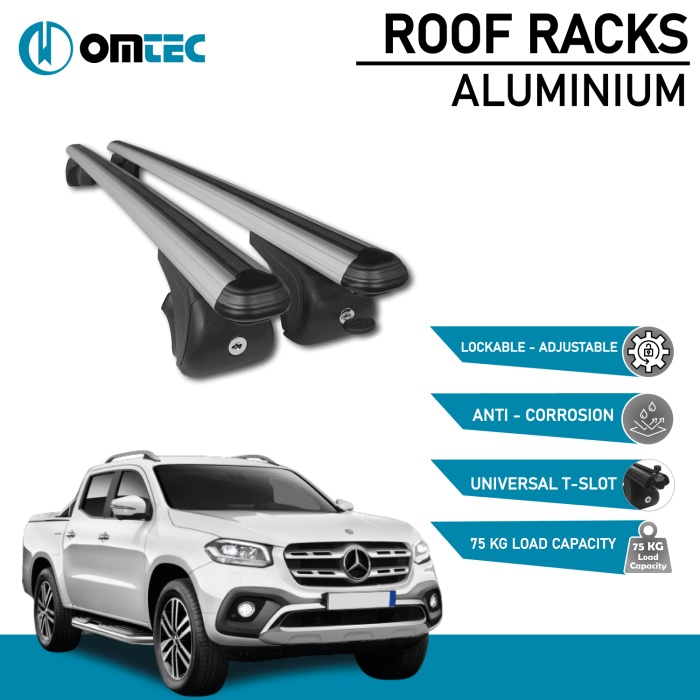 Bare Transversale Mercedes X-Class [2017-2020] Omtec Aluminiu - Argintiu - imagine 2
