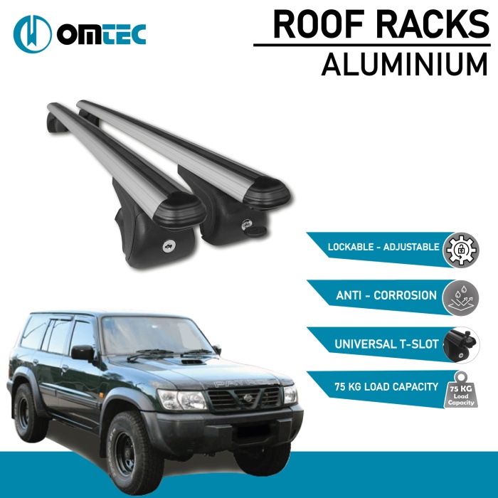 Bare Transversale Nissan Patrol [1997-2009] Omtec Aluminiu - Argintiu - imagine 2