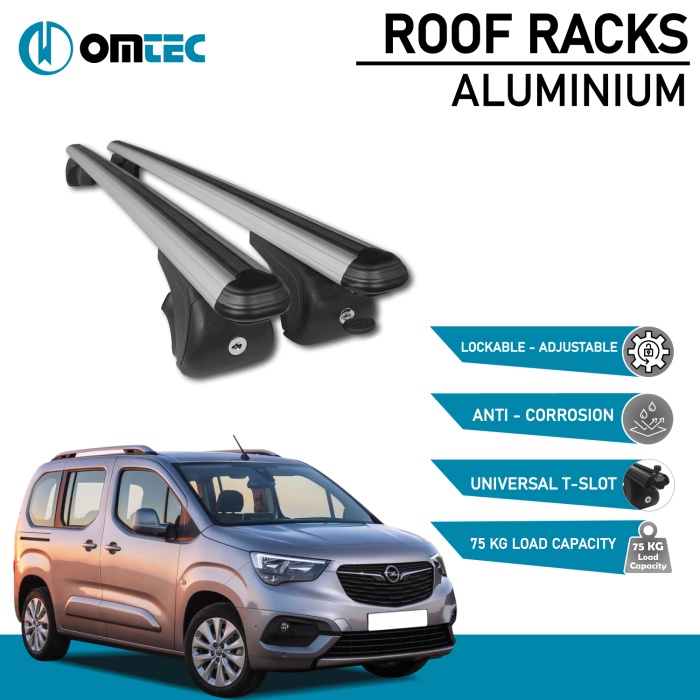 Bare Transversale Opel Combo [2019 ->] Omtec Aluminiu - Argintiu - imagine 2