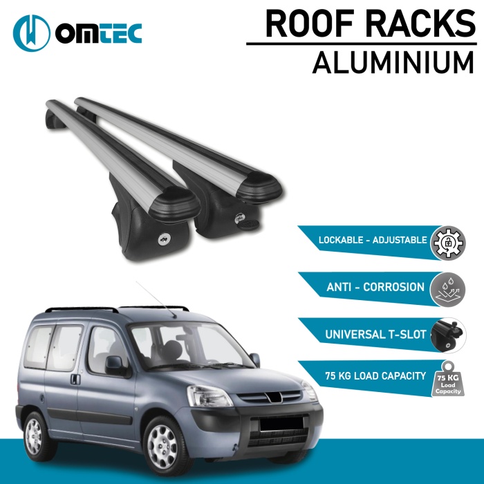 Bare Transversale Peugeot Partner Tepee [2008-2018] Omtec Aluminiu - Argintiu - imagine 2