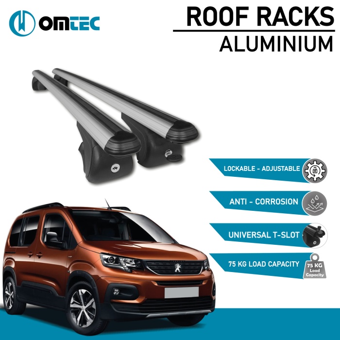 Bare Transversale Peugeot Rifter [2019 ->] Omtec Aluminiu - Argintiu - imagine 2