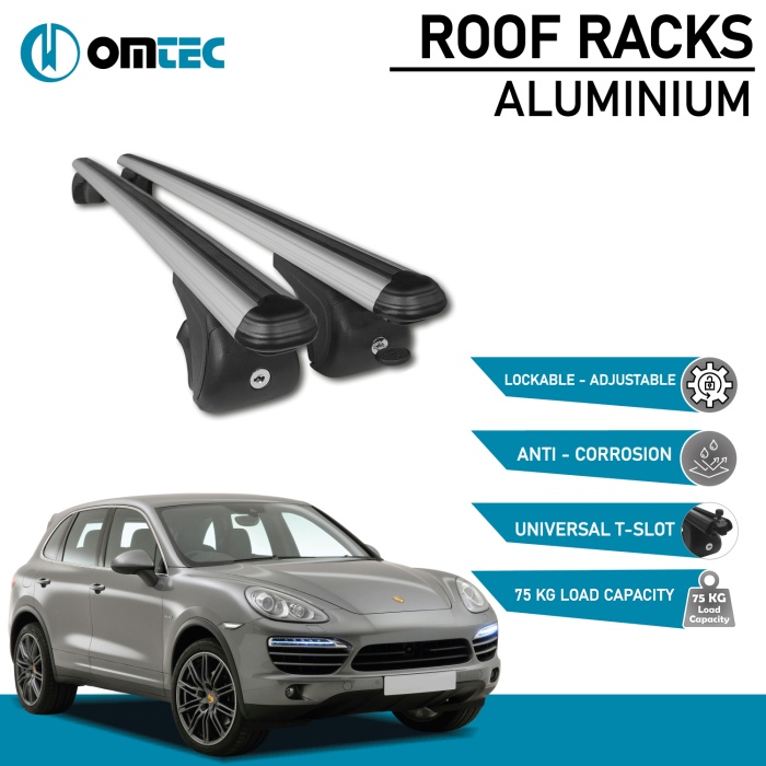 Bare Transversale Porsche Cayenne [2010-2017] Omtec Aluminiu - Argintiu - imagine 2