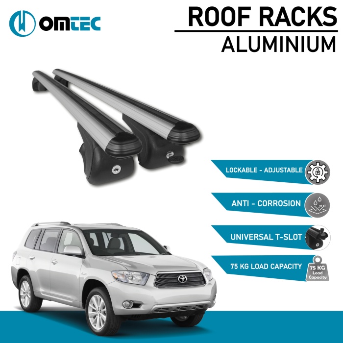 Bare Transversale Toyota Highlander [2008-2013] Omtec Aluminiu - Argintiu - imagine 2