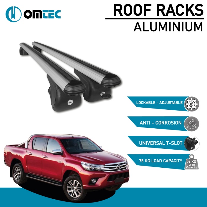 Bare Transversale Toyota Hilux [2015 ->] Omtec Aluminiu - Argintiu - imagine 2