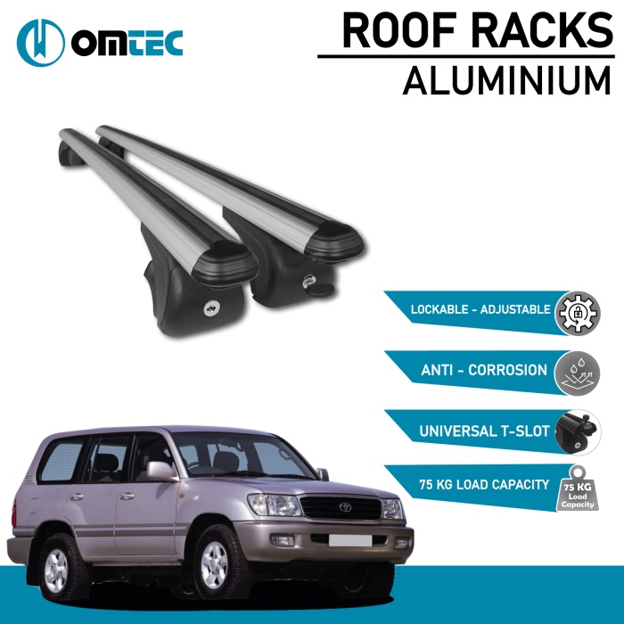 Bare Transversale Toyota Land Cruiser Prado [1998-2002] Omtec Aluminiu - Argintiu - imagine 2