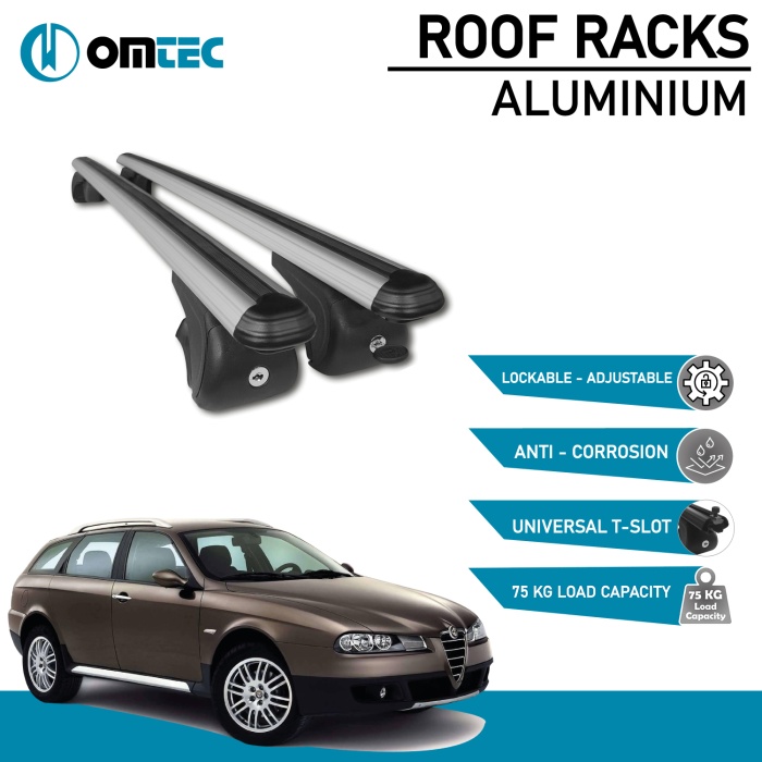 Bare Transversale Alfa Romeo 156 Sportswagon Q4 [2000-2007] Omtec Aluminiu - Argintiu - imagine 2