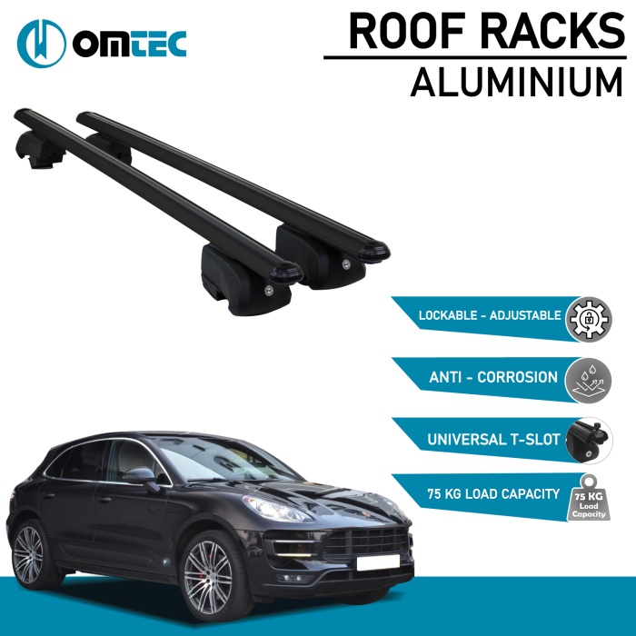 Bare Transversale Porsche Macan [2014 ->] Omtec Aluminiu - Negru - imagine 2