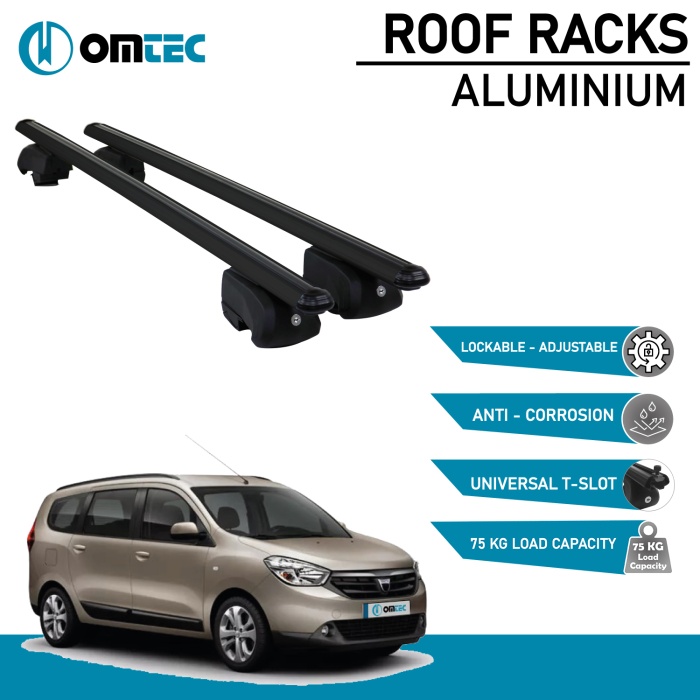 Bare Transversale Dacia Lodgy [2012 ->] Omtec Aluminiu - Negru - imagine 2
