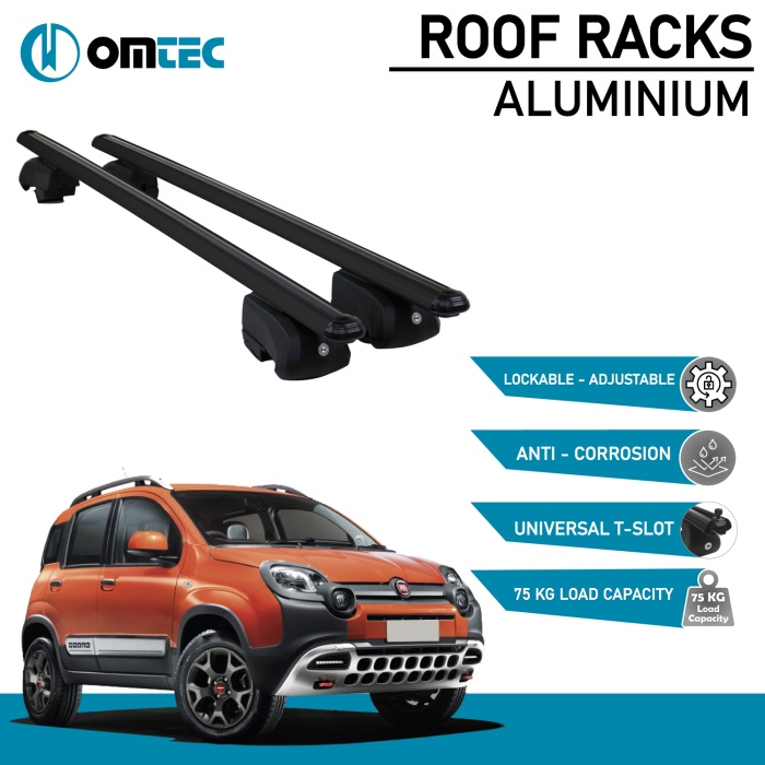 Bare Transversale Fiat Panda Cross [2014 ->] Omtec Aluminiu - Negru - imagine 2