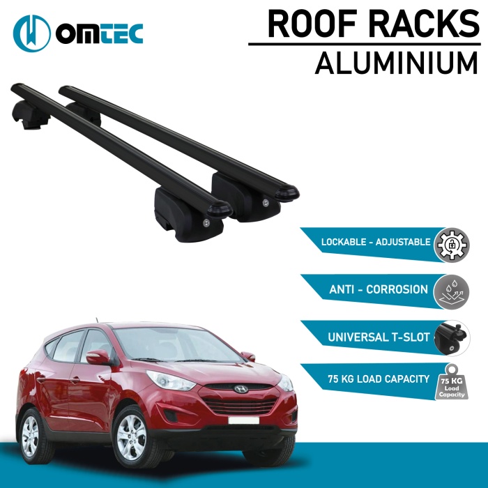 Bare Transversale Hyundai Ix35 [2010-2015] Omtec Aluminiu - Negru - imagine 2