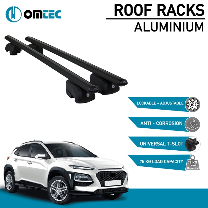 Bare Transversale Hyundai Kona [2017 ->] Omtec Aluminiu - Negru - imagine 2