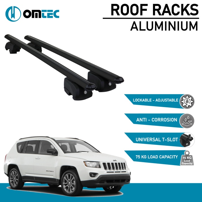 Bare Transversale Jeep Compass [2017 ->] Omtec Aluminiu - Negru - imagine 2