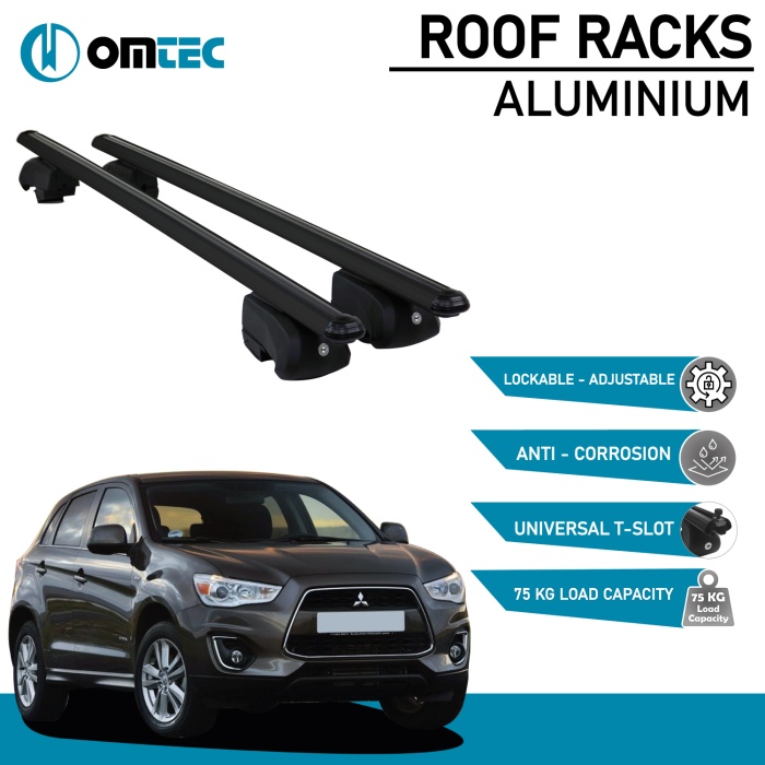 Bare Transversale Mitsubishi Asx [2010 ->] Omtec Aluminiu - Negru - imagine 2