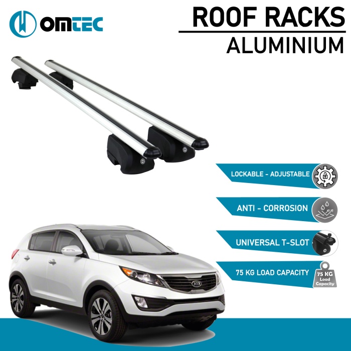 Bare Transversale Kia Sportage [2010-2015] Omtec Aluminiu - Argintiu - imagine 2