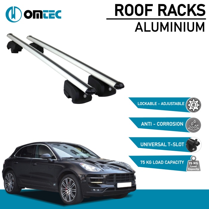 Bare Transversale Porsche Macan [2014 ->] Omtec Aluminiu - Argintiu - imagine 2