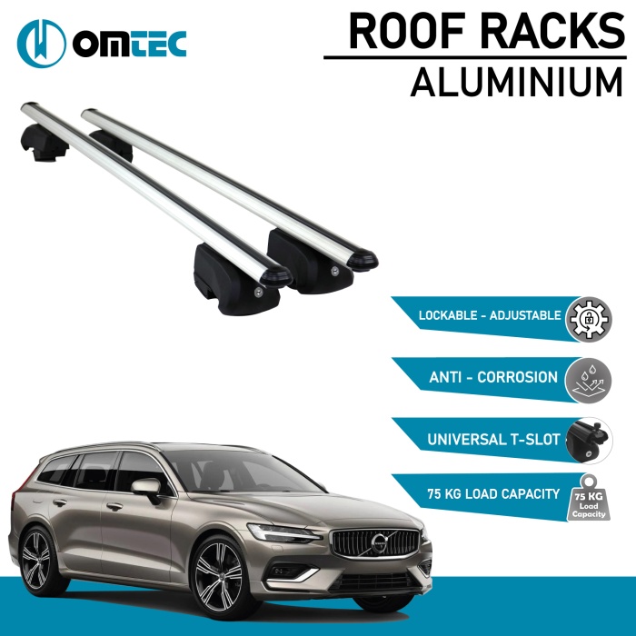 Bare Transversale Volvo V60 [2017 ->] Omtec Aluminiu - Argintiu - imagine 2
