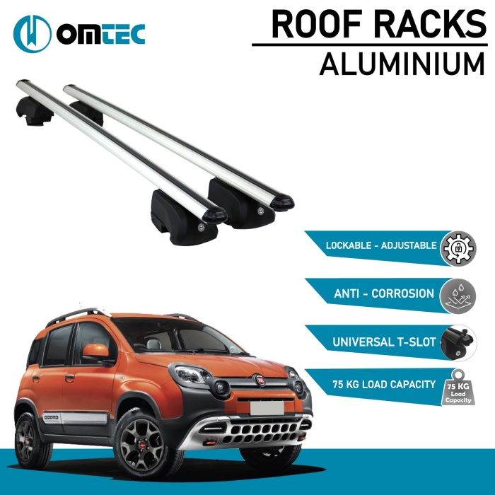 Bare Transversale Fiat Panda Cross [2014 ->] Omtec Aluminiu - Argintiu - imagine 2