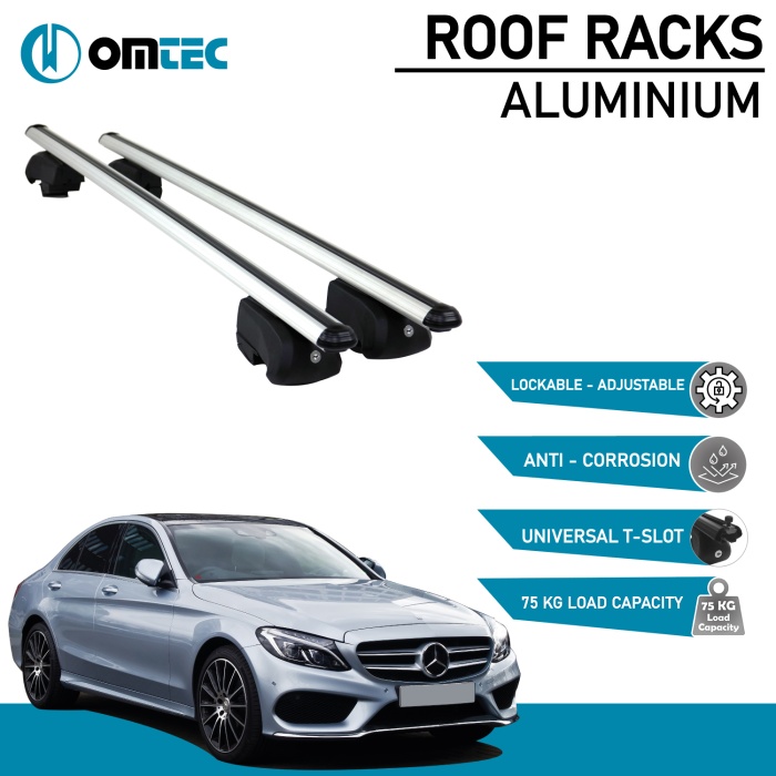 Bare Transversale Mercedes C Class [2014-2021] Omtec Aluminiu - Argintiu - imagine 2