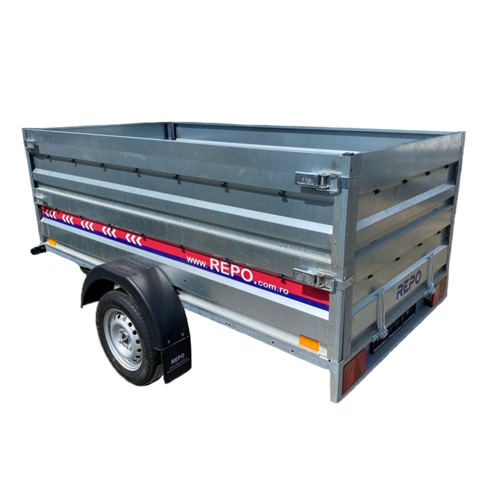 Remorca auto 750 Kg obloane duble basculabila REPO RDS 2600 x 1350 x 780mm - imagine 2