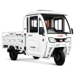 Triciclu electric cargo fără permis Kuba E-Kamyonet 25km/h cabină albă benă 406kg