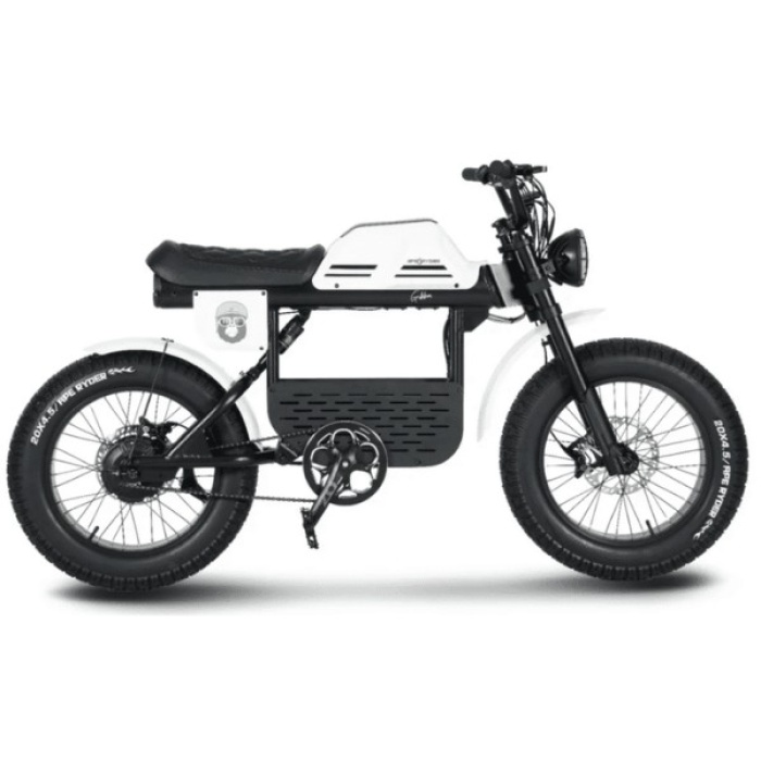 bicicleta electrica fat bike 20 inch pentru adulti Ape Ryder Gibbon Pure White