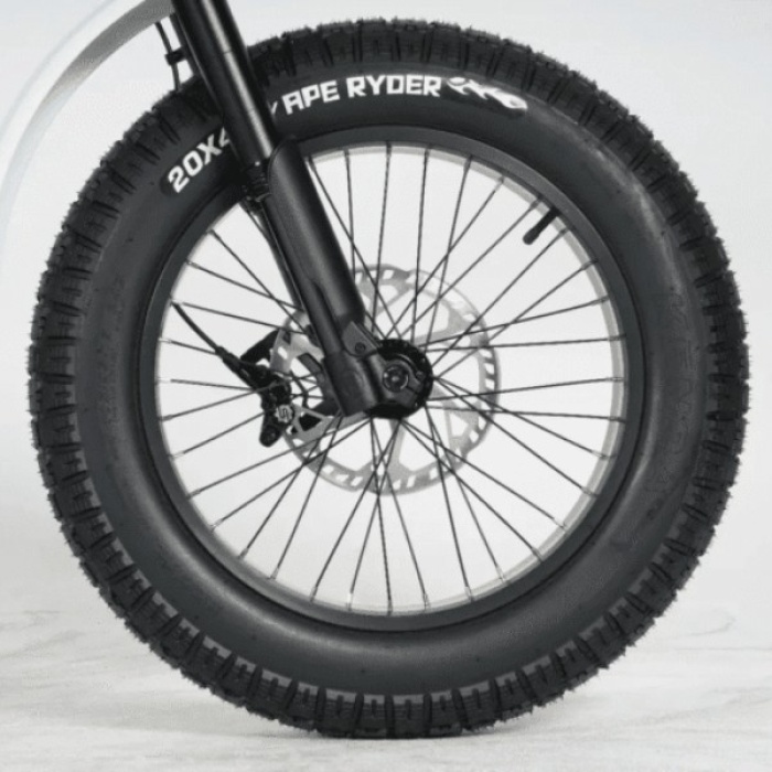 Bicicletă electrică fat bike 20 inch Ape Ryder Gibbon Pure White, 250W, 48V 20Ah, 25 km/h, autonomie 70 km, display LCD - imagine 6