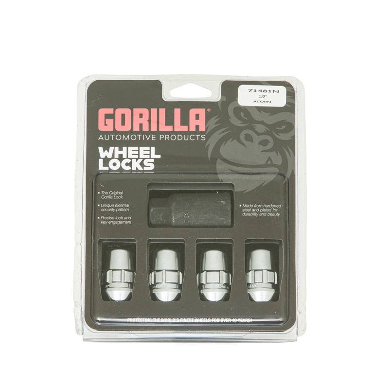 Set piulițe antifurt conice 1/2-20 UNF cheie 19 mm crom Gorilla 71481N
