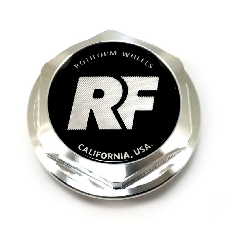 Capac central filetat Rotiform RSE cu logo negru și argintiu 32170-26