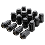 Kit montaj jante cu piulițe spline M10x1,25 4 prezoane negru cu ventile Gorilla K4CS-10125BGR