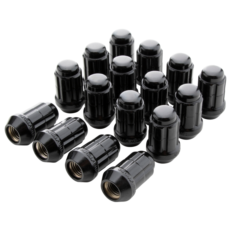 Kit montaj jante cu piulițe spline M10x1,25 4 prezoane negru cu ventile Gorilla K4CS-10125BGR