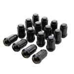 Kit montaj jante cu piulițe spline M12x1,5 4 prezoane negru cu ventile Gorilla K4CS-12150BGR