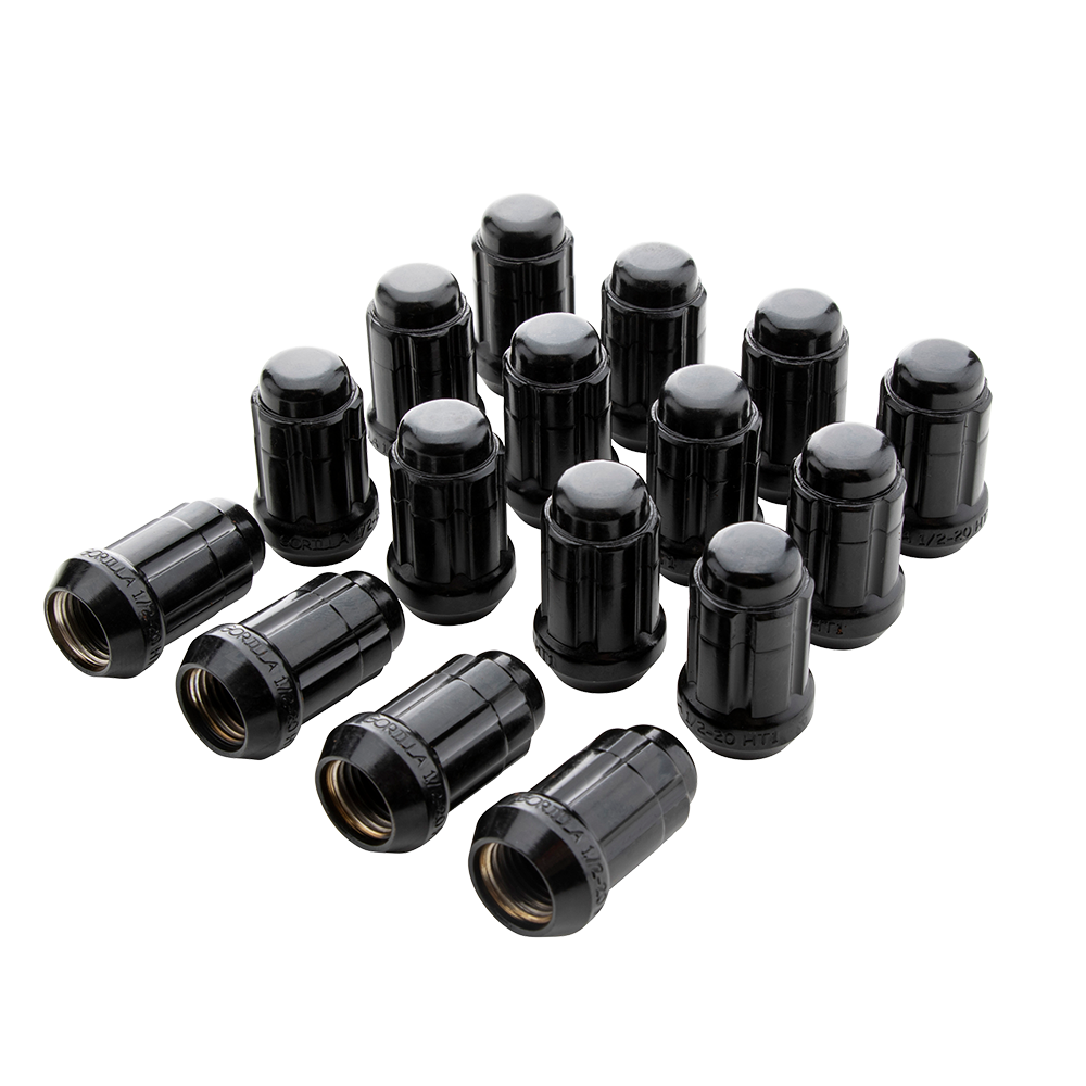 Kit montaj jante cu piulițe spline M12x1,5 4 prezoane negru cu ventile Gorilla K4CS-12150BGR Kit montaj jante cu piulițe spline M12x1,5 4 prezoane negru cu ventile Gorilla K4CS-12150BGR
