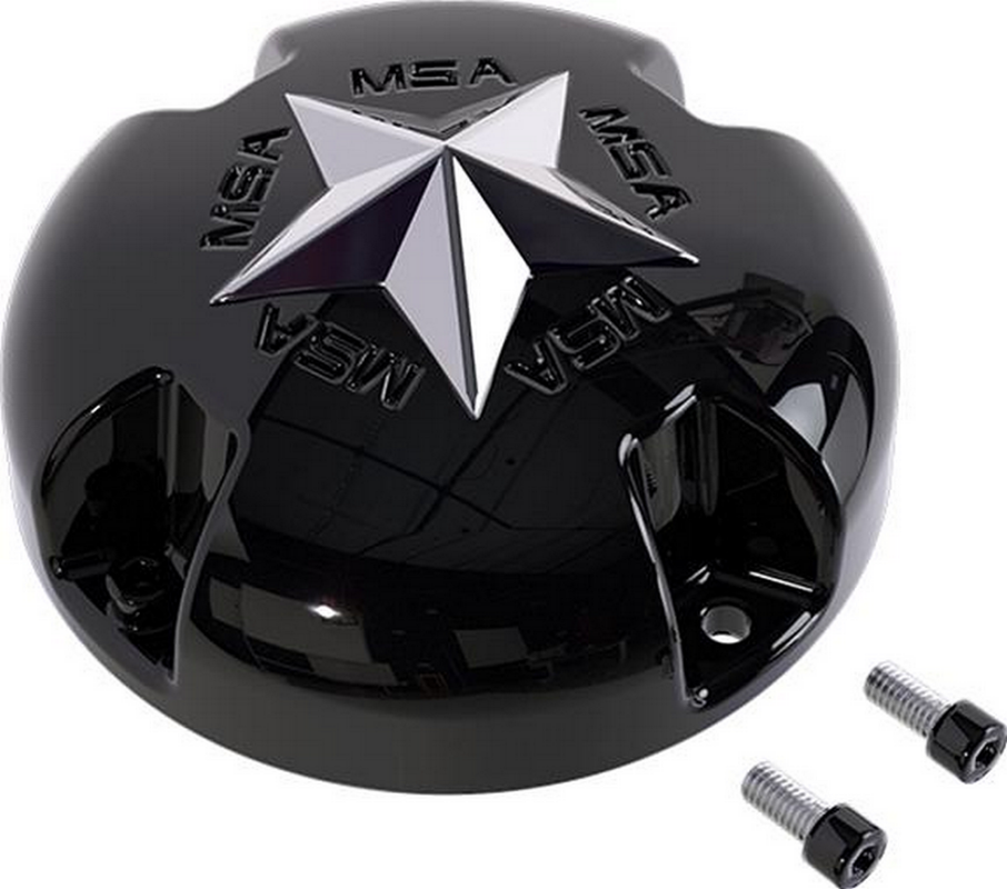 Capac central jantă ATV MSA negru lucios cu stea crom MSA-CAP-B