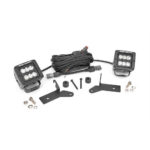 Proiectoare LED cub 2” Black Series cu suporturi Jeep Wrangler JL și Gladiator JT Rough Country 70052
