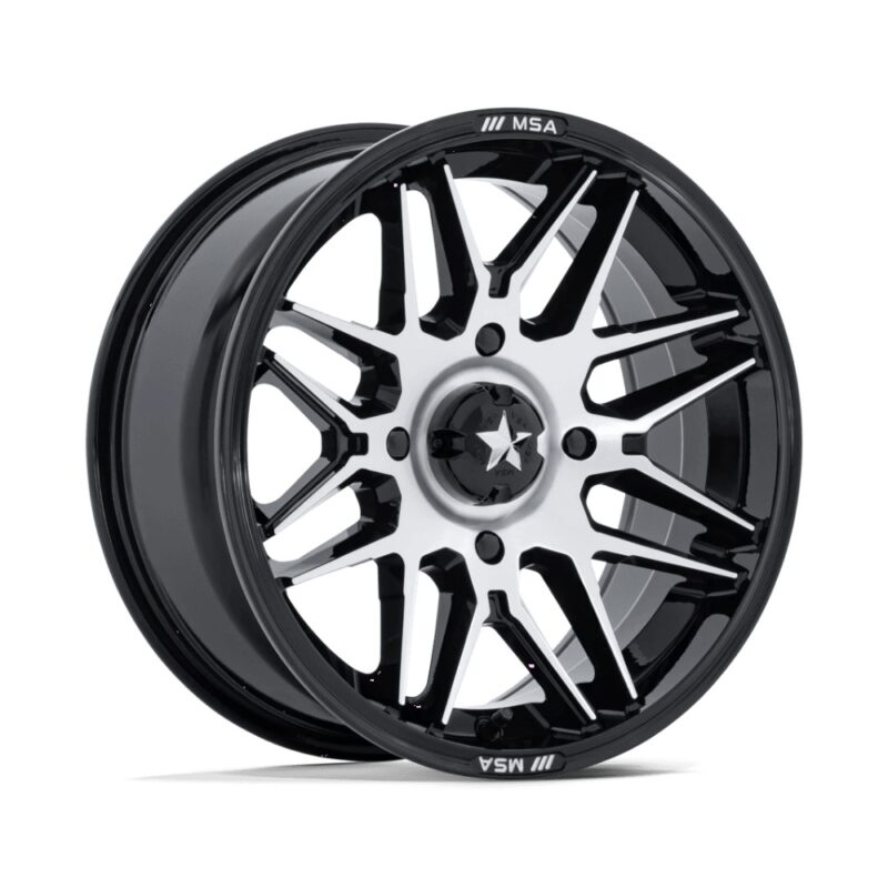 Jantă aliaj MSA Offroad Wheels M52 RADAR UTV 15X7 4x156 GLOSS BLACK MACHINED ET 10 CB 115.1 MA052BD15704410