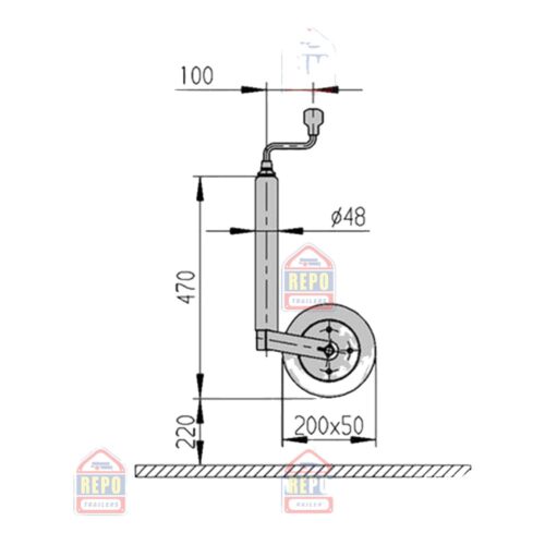 Roata de manevra TK 60 pentru remorca - imagine 2