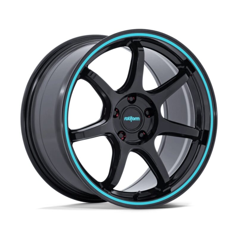 Jantă aliaj Rotiform RC208 BPU 19X9.5 5x120 GLOSS BLACK W/ TEAL STRIPE ET 22 CB 74.1 RC208BL19955222