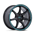 Jantă aliaj Rotiform RC208 BPU 19X9.5 5x100 GLOSS BLACK W/ TEAL STRIPE ET 40 CB 56.15 RC208BL19955M40
